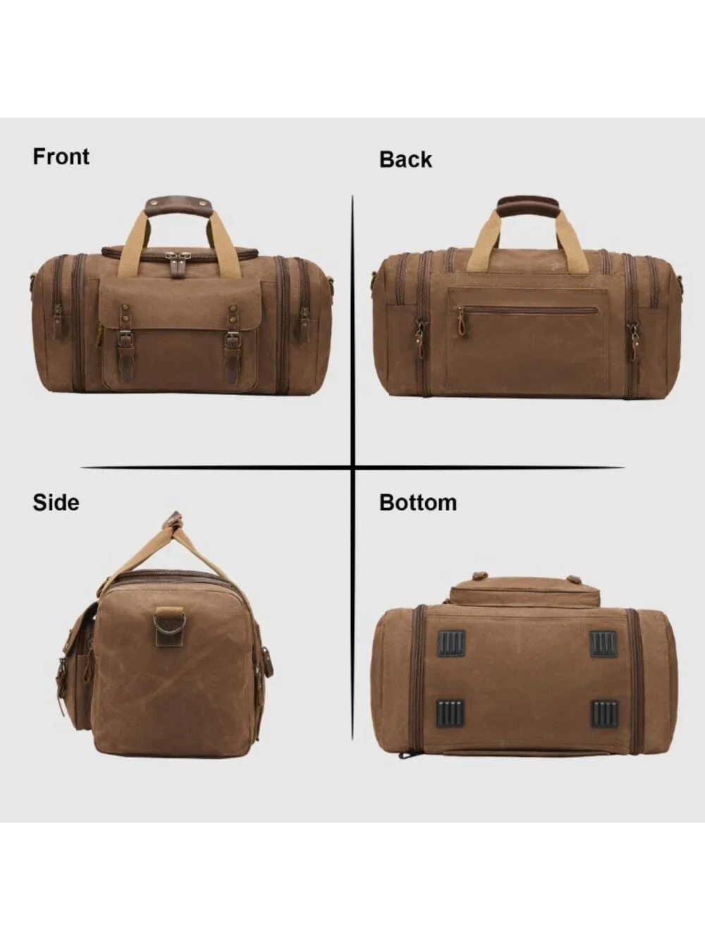 Spacious 50L Waxed Canvas Duffel Bag in Coffee - Durable, Stylish Travel Tote